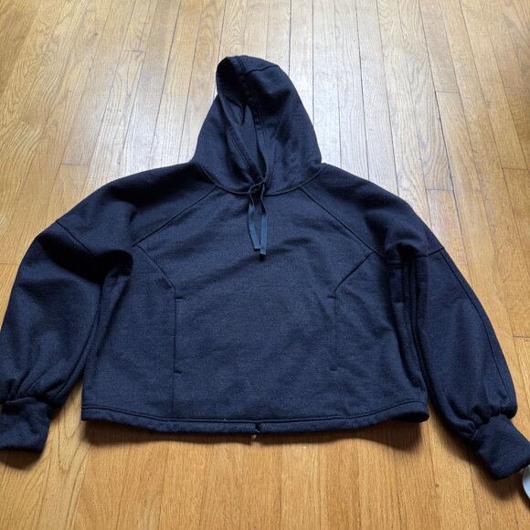 PrAna Size S Nautical Blue Navy Ziller Wool Blend Cropped Hoodie Sweatshirt - Picture 3 of 15